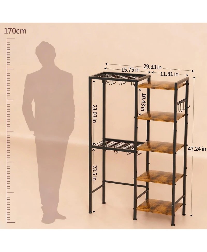 Yigii 5-Tier Pot Pan Organizer shelve with Hooks Heavy-Duty