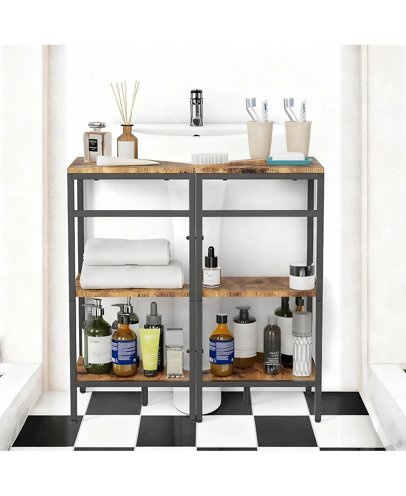 Yigii Under Pedestal Sink Shelf 2 Pack 3-Tier Corner Stand