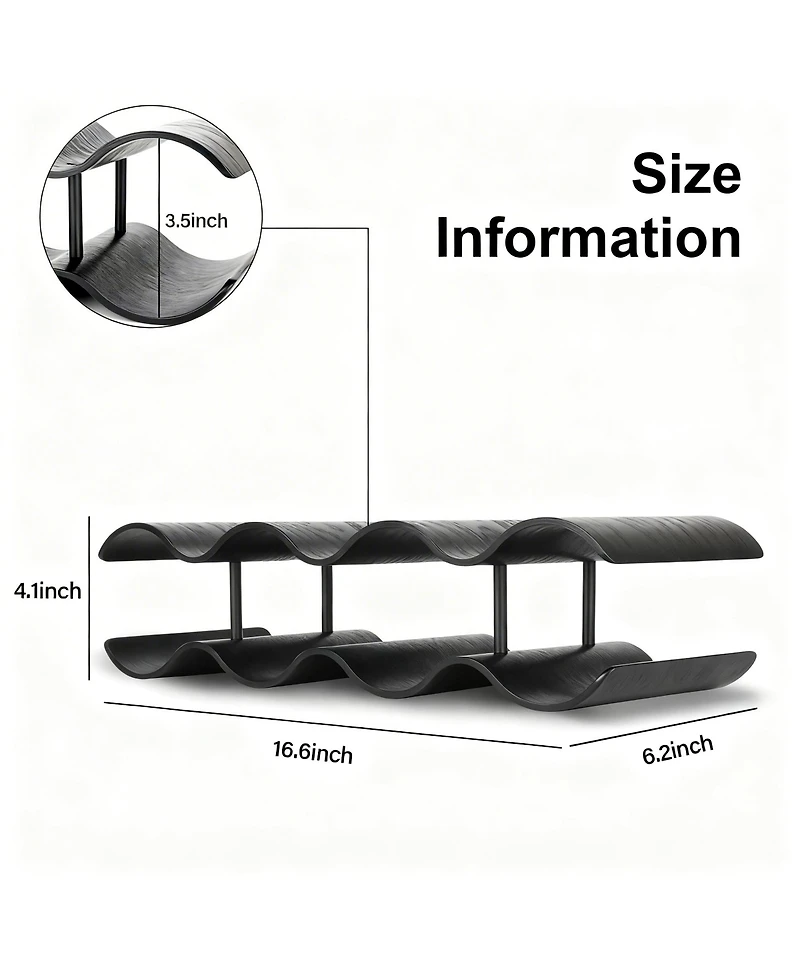 Yigii Countertop Wine shelf Wooden Storage Wavy Organizer Kitchen Cabinet Pantry Bar