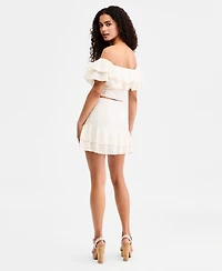 Guess Women's Sade Ruffled Cotton Mini Skirt