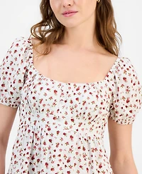 Sincerely Jules Juniors' Puff-Sleeve Babydoll Top