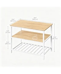 Yigii Kitchen Island 3-Tier Storage Large Worktop Steel Industrial Oak