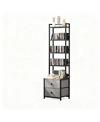 Yigii 5-Tier Organizer Shelf Adjustable Book Stoppers Fabric Drawers Living Room Office