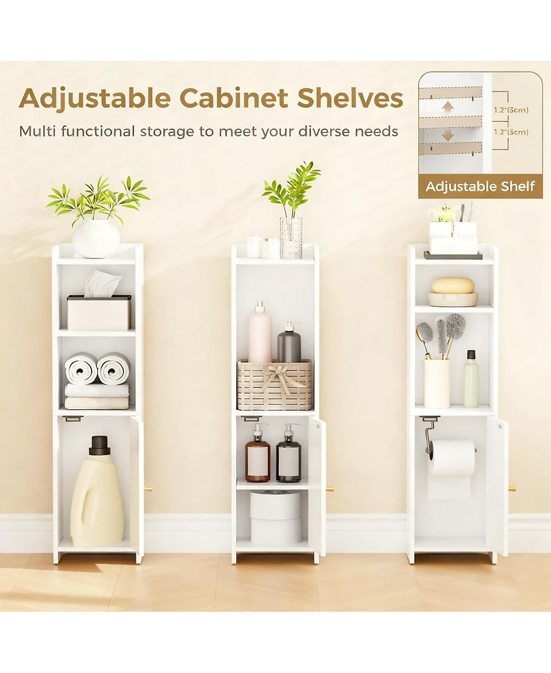 Yigii Bathroom Storage Cabinet Small Narrow With Two Adjustable Shelves