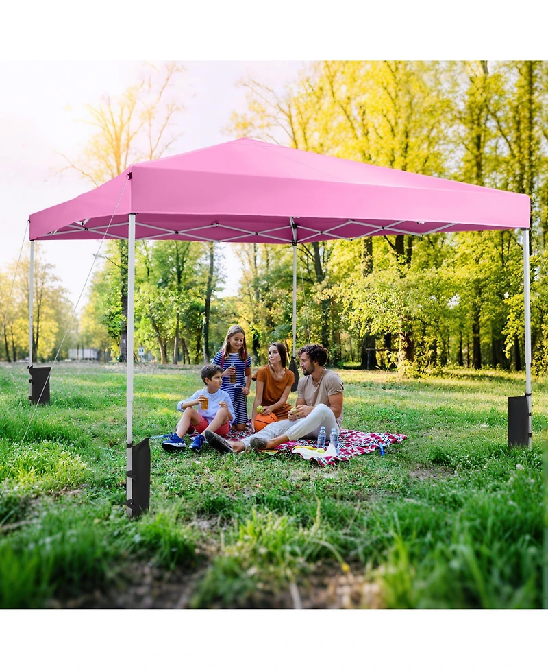Gymax 10 x Ft Pop up Canopy Tent w/Carrying Bag 4 Sandbags 8 Stakes Wind Ropes