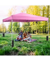 Gymax 10 x Ft Pop up Canopy Tent w/Carrying Bag 4 Sandbags 8 Stakes Wind Ropes
