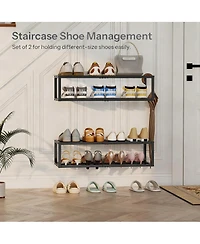 Yigii Wall-Mounted Shoe Rack 2 Pack Metal Hanging shelve