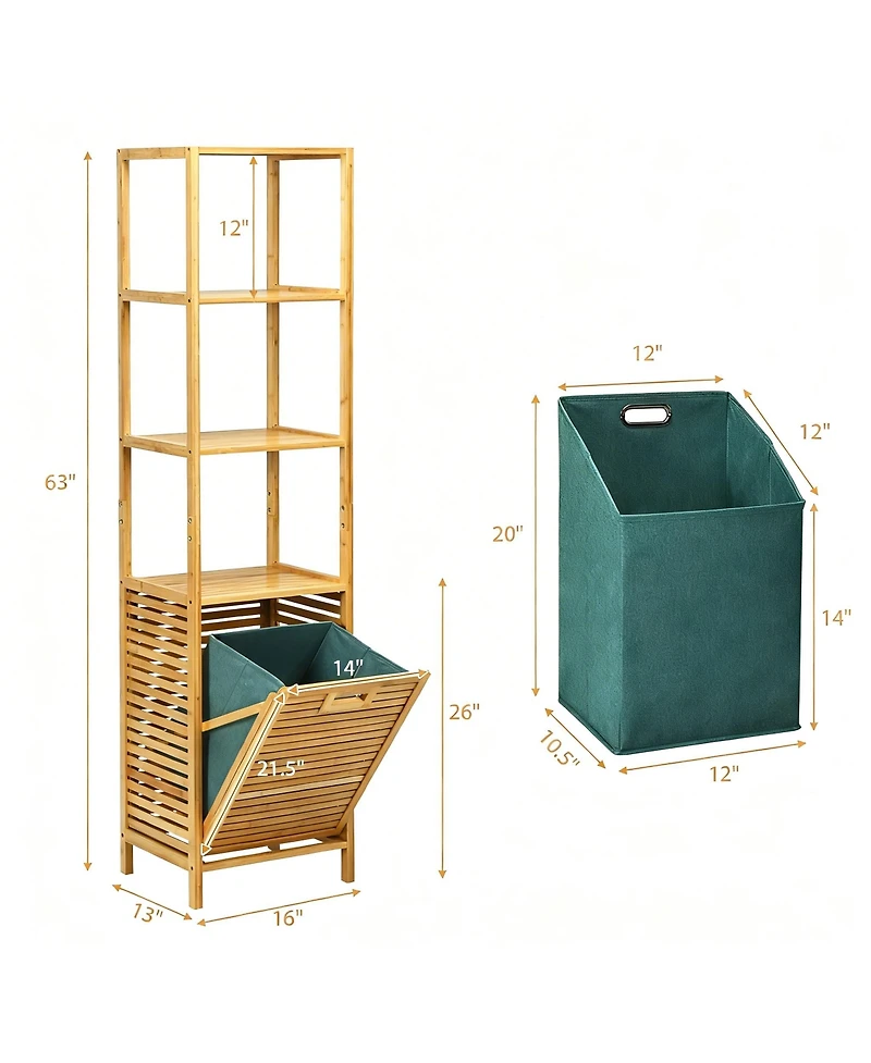 Yigii Tilt Out Laundry Hamper Storage Shelves Removable Basket