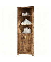 Yigii Corner Cabinet shelf with Fluted Door