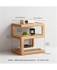 Yigii Solid Wood Side Table Nightstand 3-Tier Open Shelf End Table