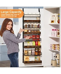 Yigii Tier Over Door Pantry Organizer shelf Adjustable Basket Wall Mount