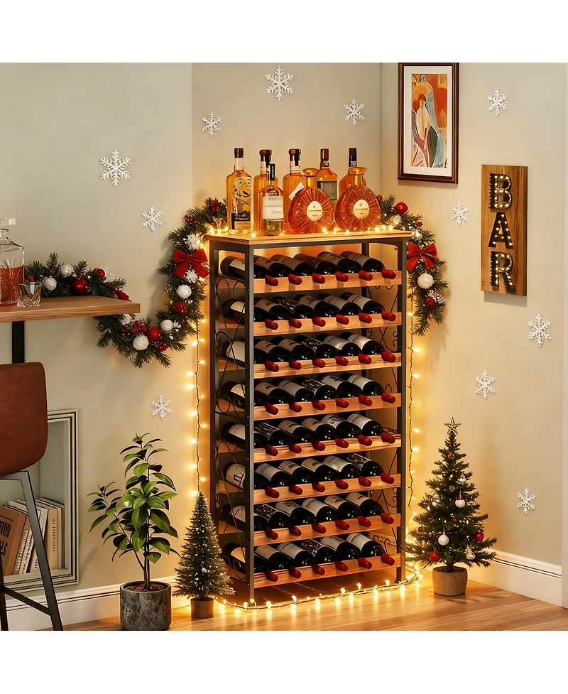 Yigii Bottles Wine Rack Freestanding Floor Wood Top Tier Kitchen Pantry Storage