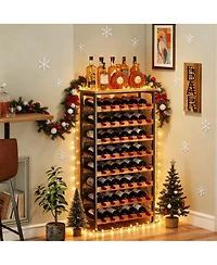 Yigii Bottles Wine Rack Freestanding Floor Wood Top Tier Kitchen Pantry Storage