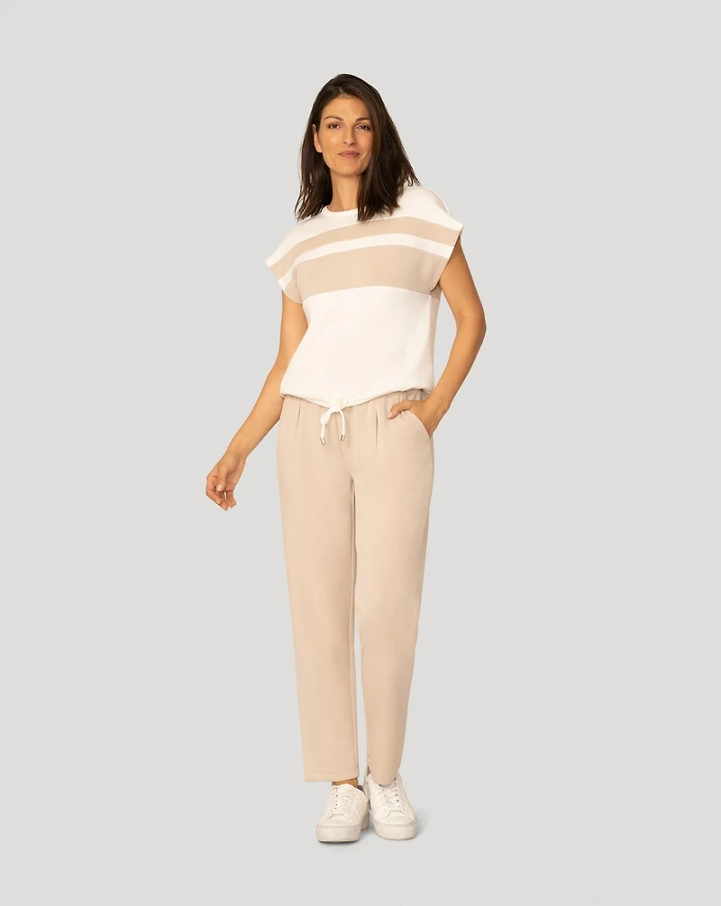 Cable & Gauge Women's Stripe Drawstring Top and Jogger Set