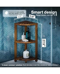Yigii 3-Tier Wood Corner Shelf Waterproof Bathroom Organizer Space-Saving Storage Stand