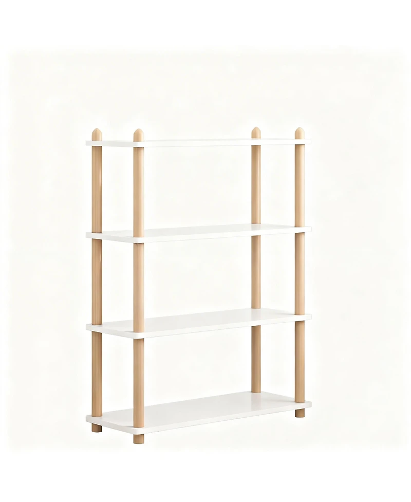 Yigii Wooden Shelf Bookcase Modern Open Storage Rack Free Standing Display Stand