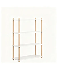 Yigii Wooden Shelf Bookcase Modern Open Storage Rack Free Standing Display Stand