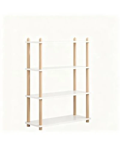 Yigii Wooden Shelf Bookcase Modern Open Storage Rack Free Standing Display Stand