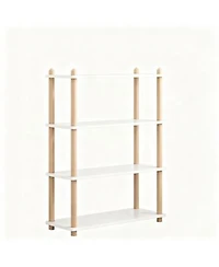 Yigii Wooden Shelf Bookcase Modern Open Storage Rack Free Standing Display Stand