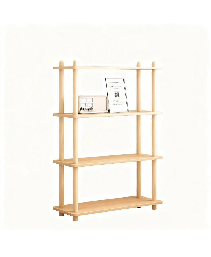 Yigii Wooden Shelf Bookcase Modern Open Storage Rack Free Standing Display Stand