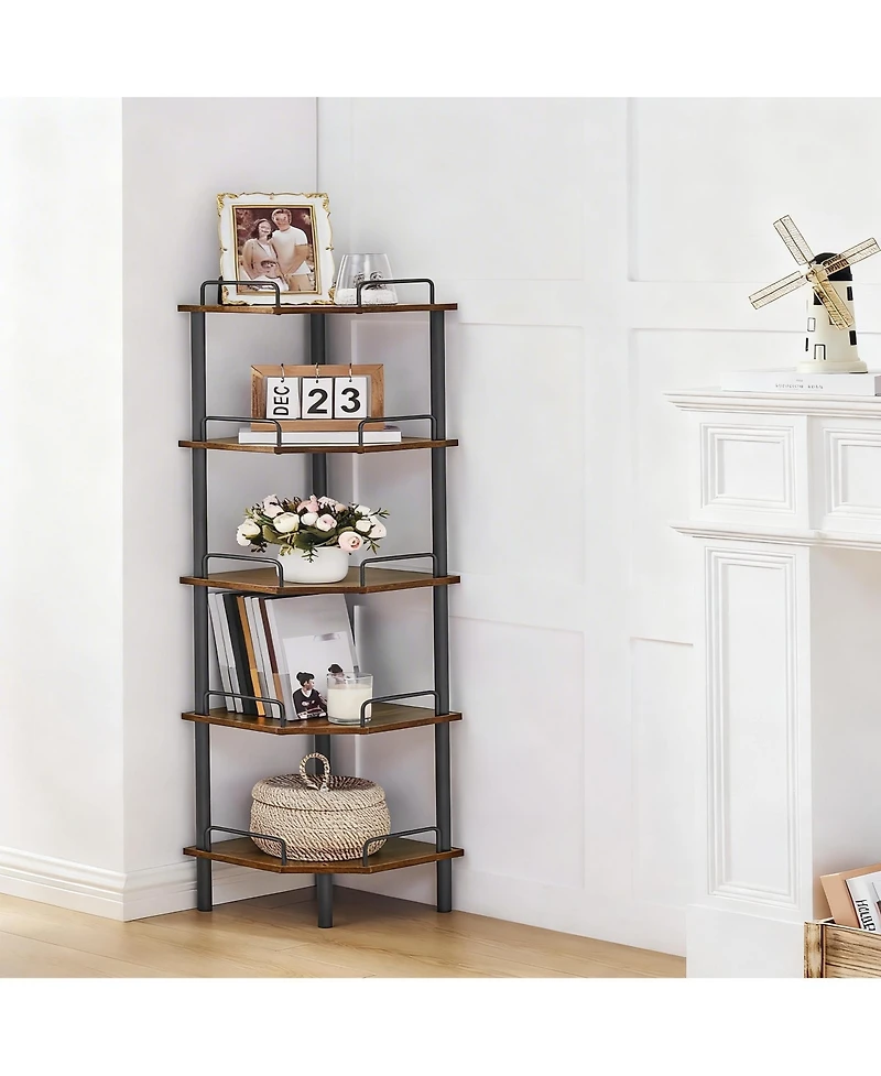 Yigii Corner Shelf Stand Industrial Metal Storage Rack for Home Office
