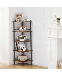 Yigii Corner Shelf Stand Industrial Metal Storage Rack for Home Office
