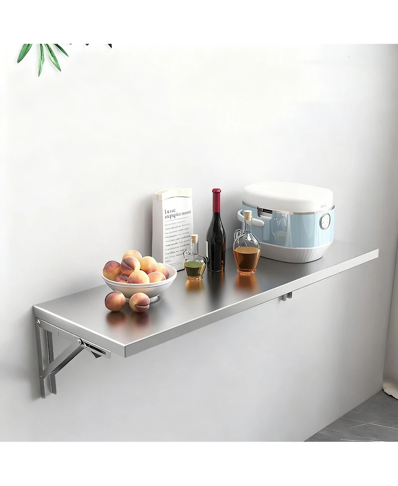 Yigii 23.6x16in Stainless Steel Folding Wall Shelf Kitchen Garage Laundry Utility Room