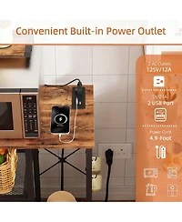 Yigii Bakers Rack with Power Outlet Coffee Bar 6 Tiers Microwave Shelve