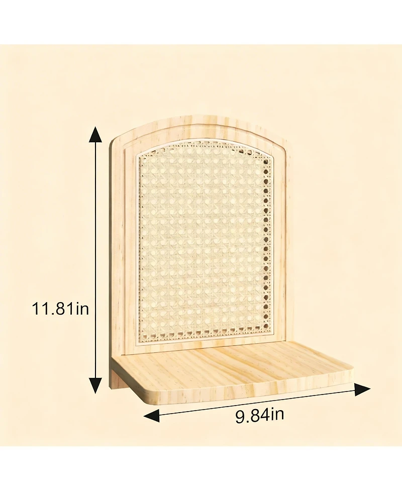 Yigii Wood Wicker Wall Shelf Boho Decor Display