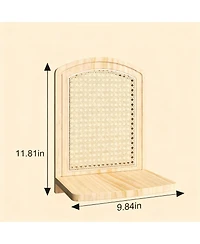 Yigii Wood Wicker Wall Shelf Boho Decor Display