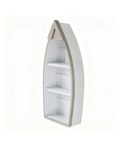 Yigii Wooden Boat Shelf 16.5" Display Fish Net Starfish Seashell Nautical Beach Decor