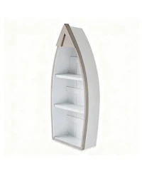 Yigii Wooden Boat Shelf 16.5" Display Fish Net Starfish Seashell Nautical Beach Decor