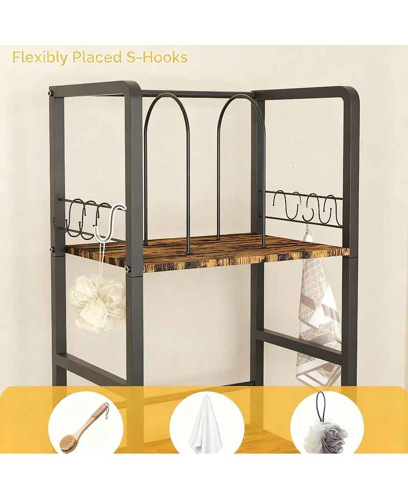 Yigii Freestanding Towel Rack 3-Tier Metal Shelf U-Shaped Dividers Hooks Bathroom