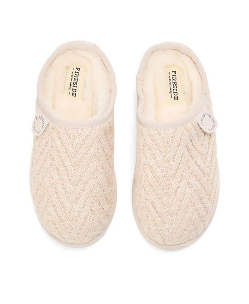 Dearfoams Women's Greta Genuine Shearling Knit Clog Slipper