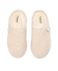 Dearfoams Women's Greta Genuine Shearling Knit Clog Slipper