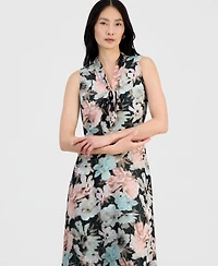 Kasper Women's Sleeveless Tie-Front A-Line Dress