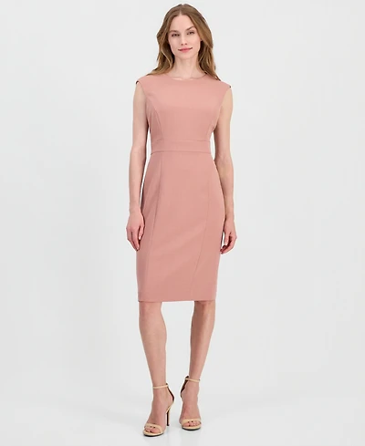 Kasper Petite Banded Crewneck Sheath Dress