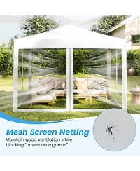 Gymax 10 Ft x 10 Ft Pop-Up Canopy Tent w/ Mesh Netting Carry Bag 8 Stakes and 4 Ropes Outdoor