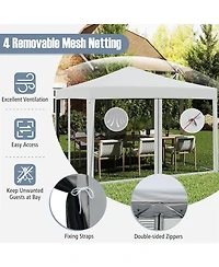 Gymax 10 Ft x 10 Ft Pop-Up Canopy Tent w/ Mesh Netting Carry Bag 8 Stakes and 4 Ropes