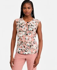 Kasper Women's Pleated Keyhole-Neck Top