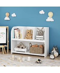 Rainsken Kids Bookcase with 4 Compartments, Toy and Book Storage Shelf, Display Rack for Children's Room, Playroom, Nursery