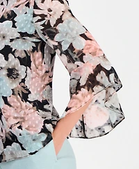 Kasper Women's Floral Clip-Dot 3/4-Sleeve Top