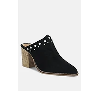 Leslie Womens Stacked Heel Mules