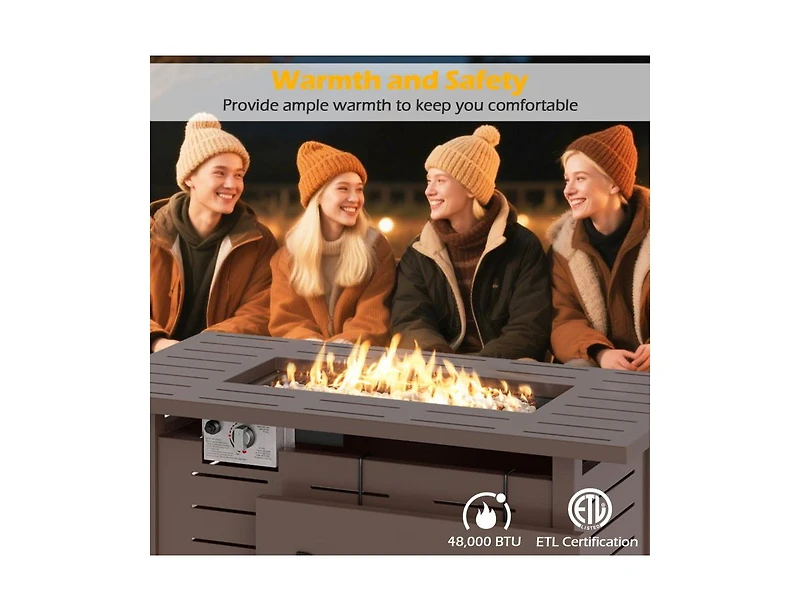 Slickblue 40 Inch Outdoor Propane Fire Pit Table with Lava Rocks