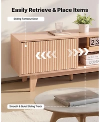 Gouun Boho Tv Stand with Sliding Door for TVs