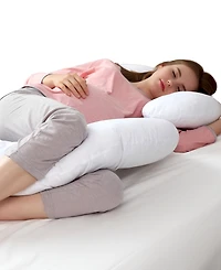 Cheer Collection Hypoallergenic Down Alternative Total Body J Shaped Pregnancy Pillow