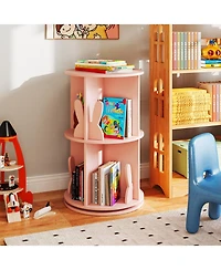Slickblue 2 Tier Rotating Kids Bookshelf with Bunny Storage Baffles