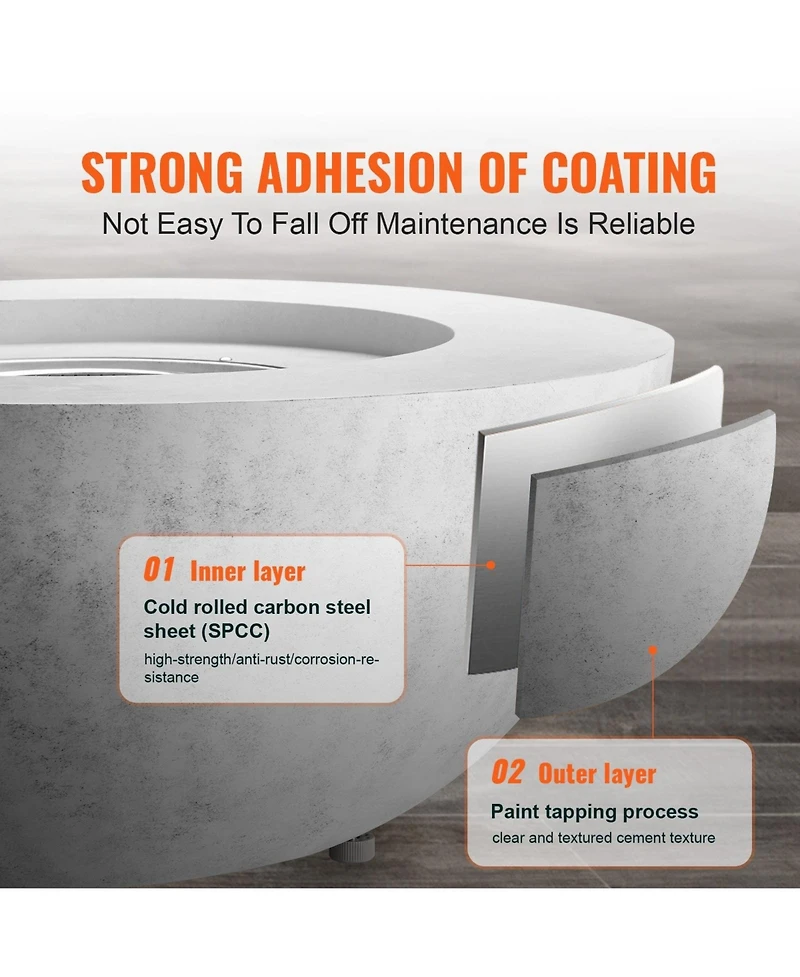 Gouun 39 inch Propane Fire Pit Table 50000 Btu with Lid and Rain Cover