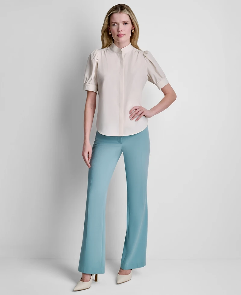 Dkny Petite Woven Mandarin Collar Blouse