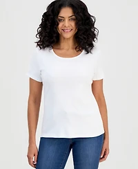 Style & Co Women's Cotton Short-Sleeve Scoop-Neck Top, Exclusively at Macy's